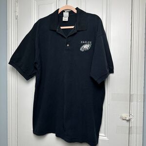 Philadelphia Eagles Polo Shirt Mens XL Black Cotton Short Sleeve Collared